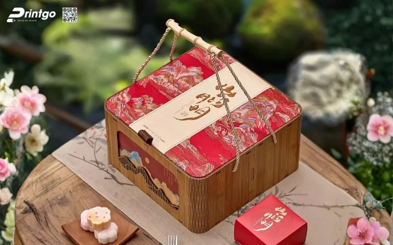 Mẫu hộp quà tết bằng gỗ có quai xách độc đáo