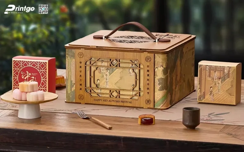 Mẫu hộp quà tết bằng gỗ có quai xách độc đáo