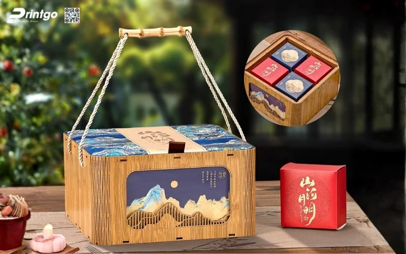 Mẫu hộp quà tết bằng gỗ có quai xách độc đáo