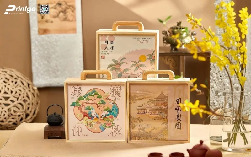 Mẫu hộp quà tết bằng gỗ có quai xách độc đáo