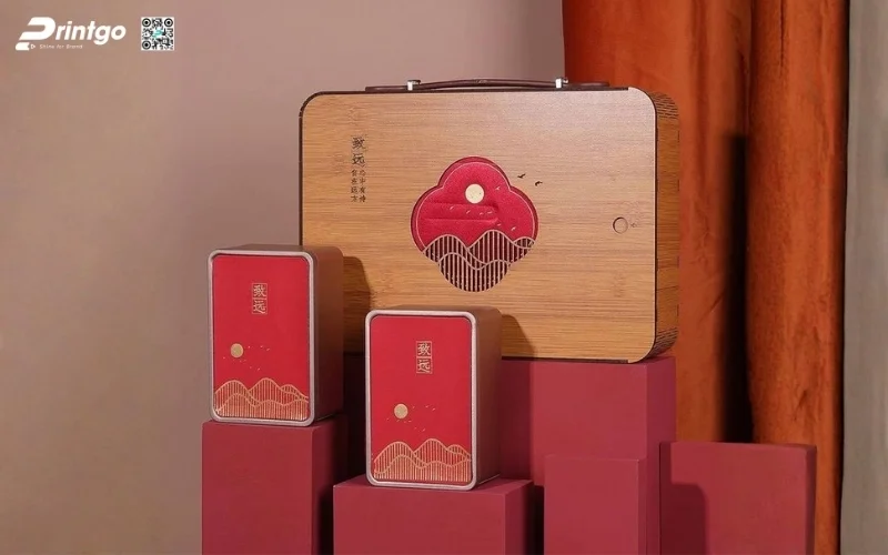 Mẫu hộp quà tết bằng gỗ có quai xách độc đáo