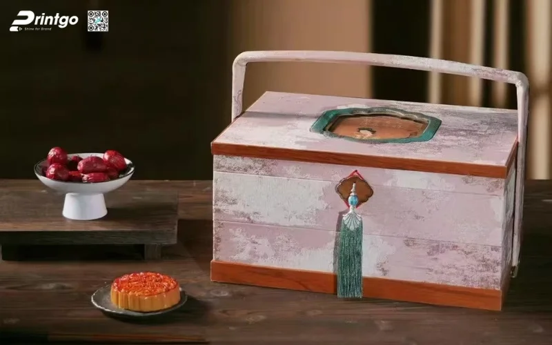 Mẫu hộp quà tết bằng gỗ 2 tầng sang trọng