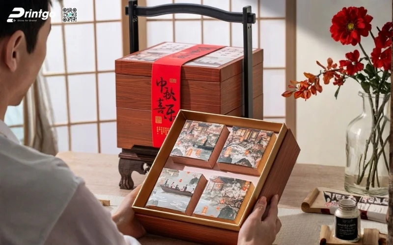 Mẫu hộp quà tết bằng gỗ âm dương phổ biến