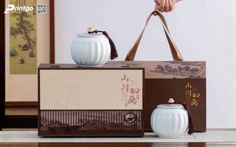 Mẫu hộp quà tết bằng gỗ nắp lật có bản lề