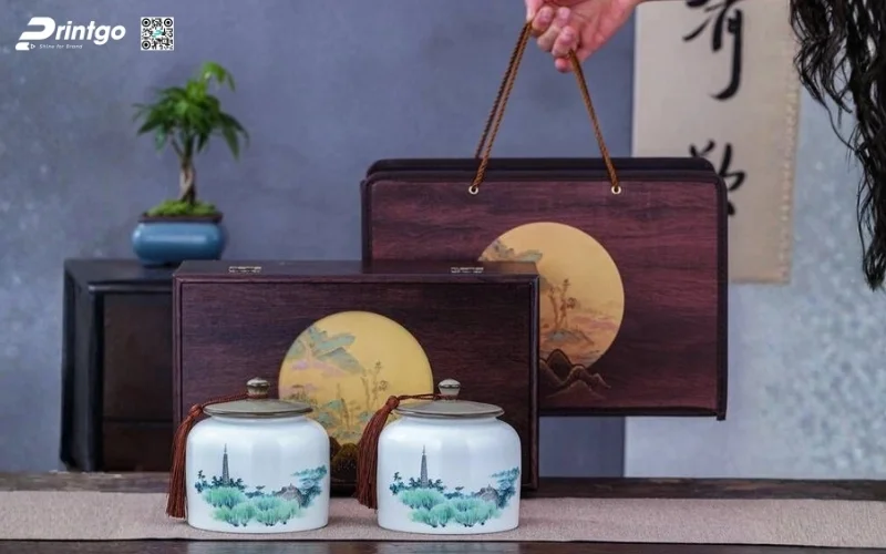 Mẫu hộp quà tết bằng gỗ nắp lật có bản lề