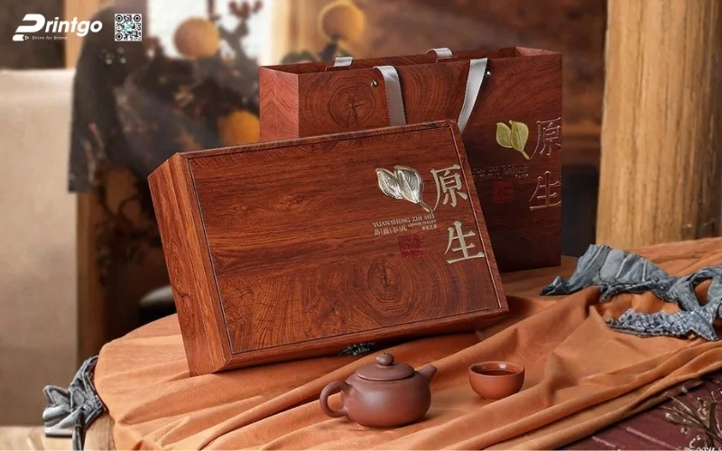 Mẫu hộp quà tết bằng gỗ nắp lật có bản lề