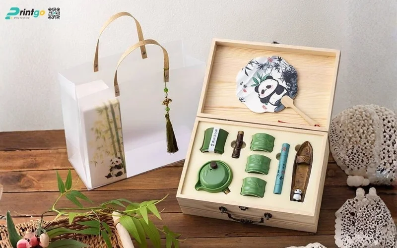 Mẫu hộp quà tết bằng gỗ nắp lật có bản lề