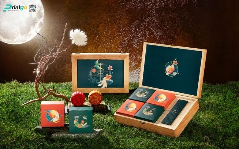 Mẫu hộp quà tết bằng gỗ nắp lật có bản lề