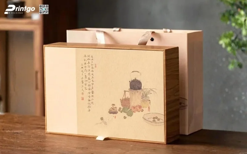 Mẫu hộp quà tết bằng gỗ nắp lật có bản lề