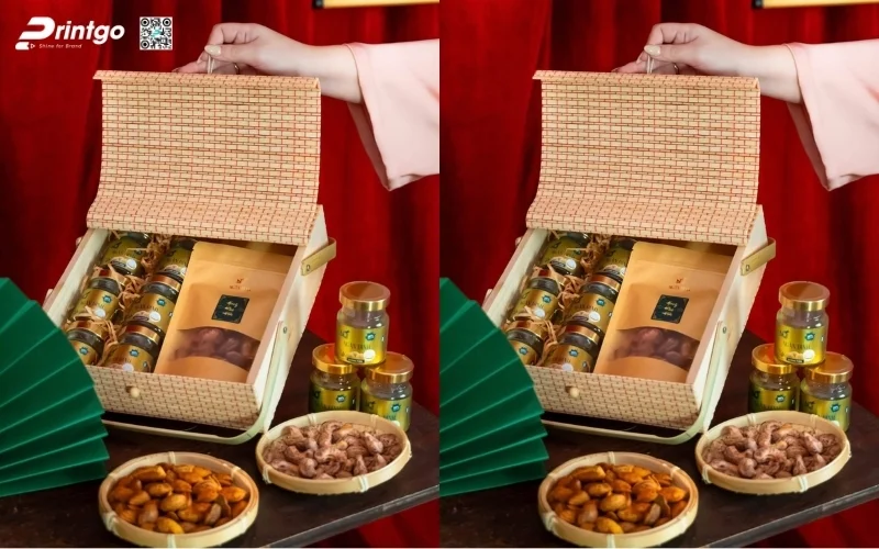 Mẫu hộp quà tết bằng gỗ nắp lật có bản lề