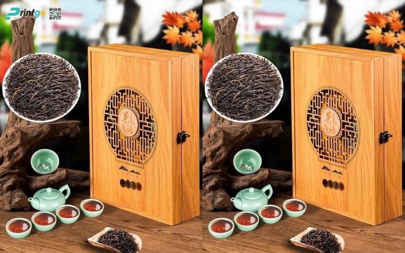 Mẫu hộp quà tết bằng gỗ nắp lật có bản lề