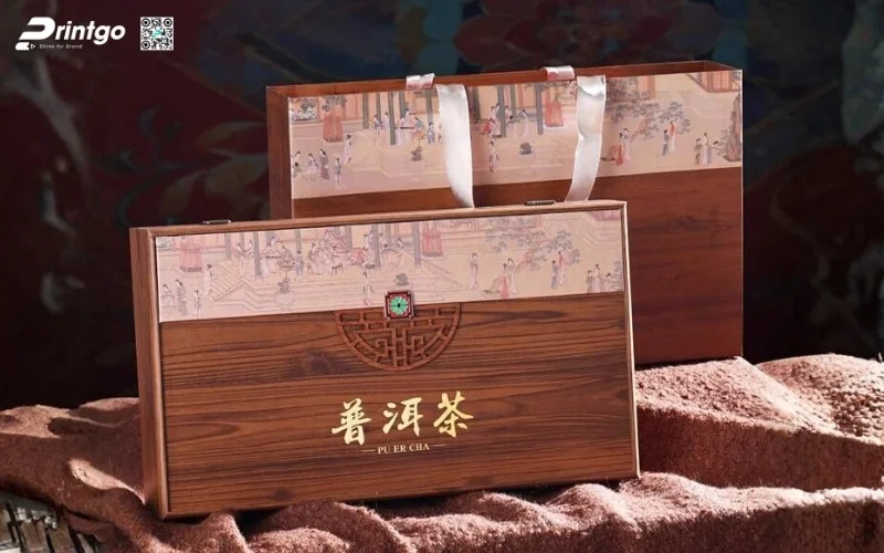 Mẫu hộp quà tết bằng gỗ nắp lật có bản lề