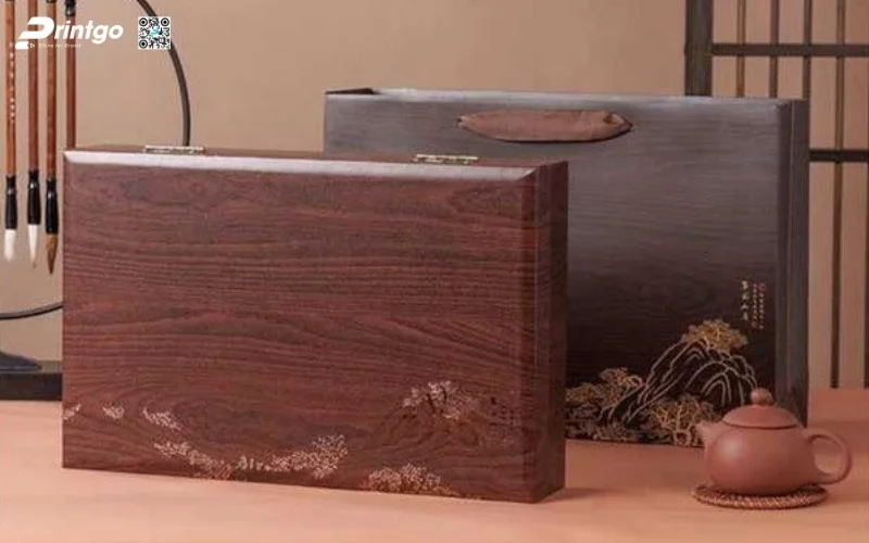 Mẫu hộp quà tết bằng gỗ nắp lật có bản lề