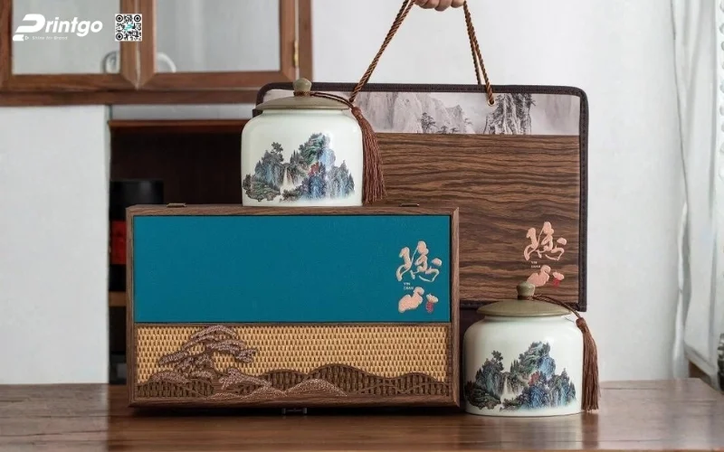Mẫu hộp quà tết bằng gỗ nắp lật có bản lề