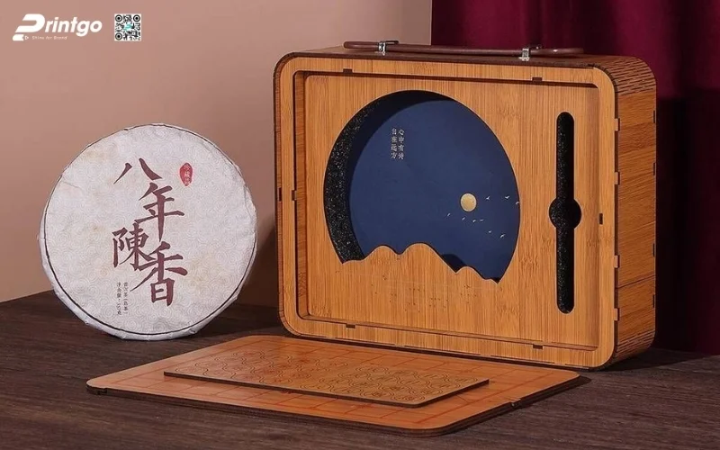 Mẫu hộp quà tết bằng gỗ nắp lật có bản lề