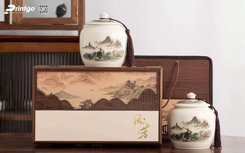 Mẫu hộp quà tết bằng gỗ nắp lật có bản lề