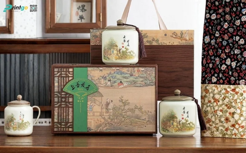 Mẫu hộp quà tết bằng gỗ nắp lật có bản lề