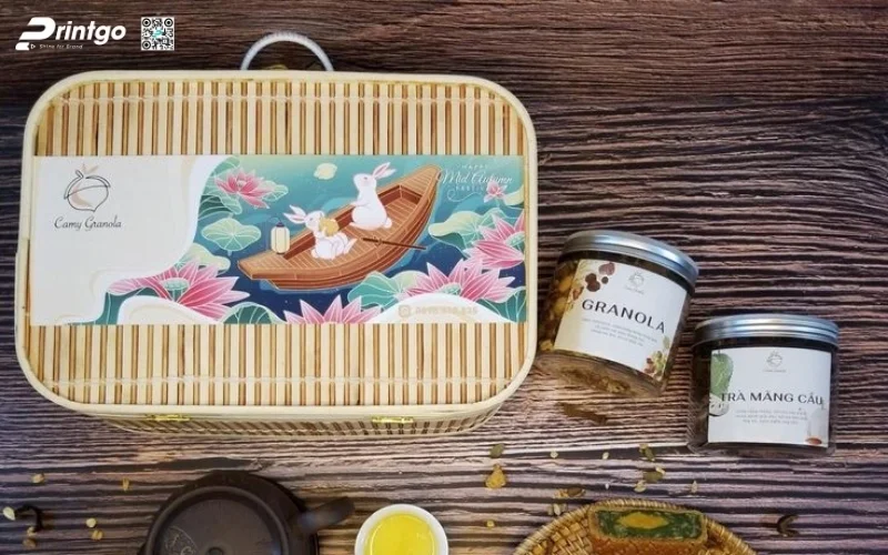 Mẫu hộp quà tết bằng gỗ nắp lật có bản lề