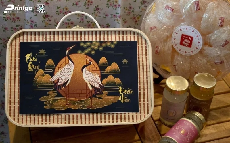 Mẫu hộp quà tết bằng gỗ nắp lật có bản lề