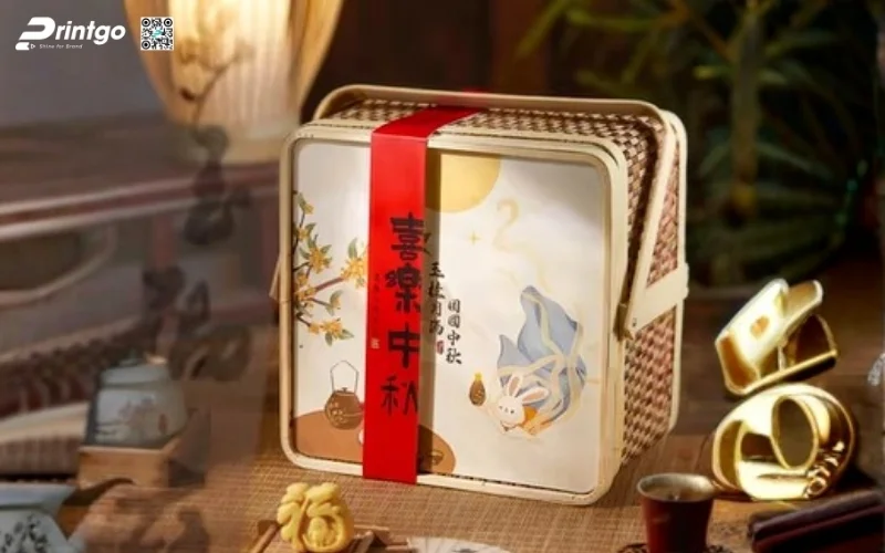Mẫu hộp quà tết bằng gỗ nắp lật có bản lề