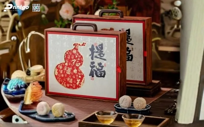 Mẫu hộp quà tết bằng gỗ nắp lật có bản lề