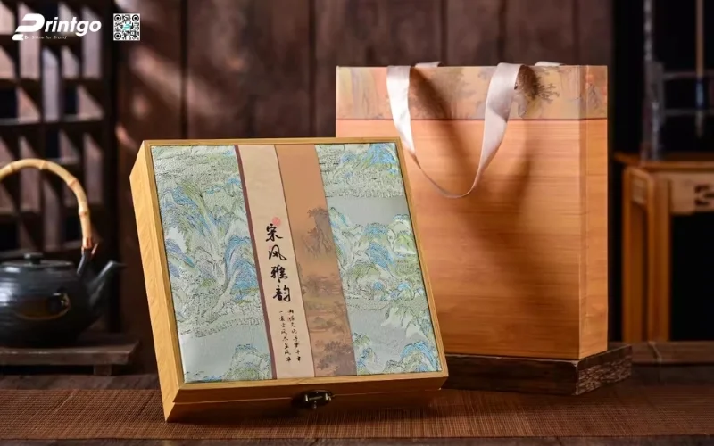 Mẫu hộp quà tết bằng gỗ nắp lật có bản lề