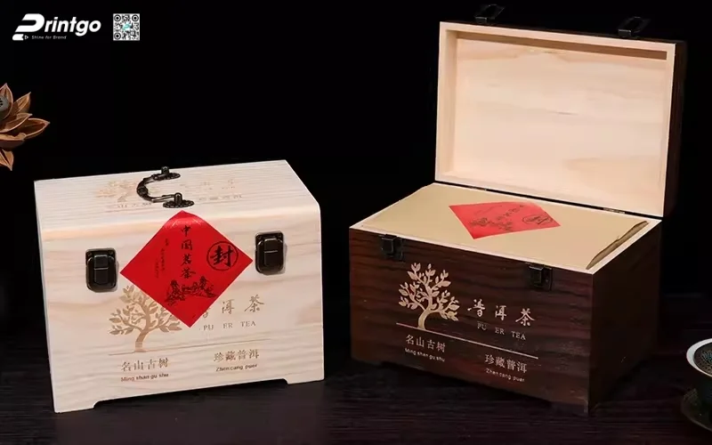 Mẫu hộp quà tết bằng gỗ nắp lật có bản lề