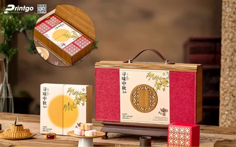Mẫu hộp quà tết bằng gỗ nắp lật có bản lề