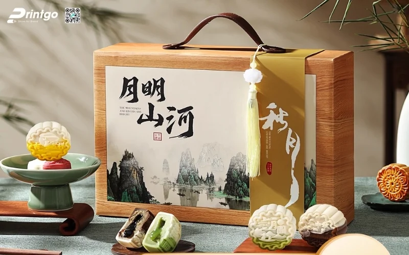 Mẫu hộp quà tết bằng gỗ nắp lật có bản lề