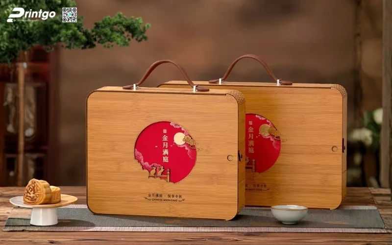 Mẫu hộp quà tết bằng gỗ nắp lật có bản lề