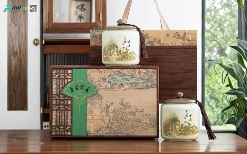 Mẫu hộp quà tết bằng gỗ nắp lật có bản lề