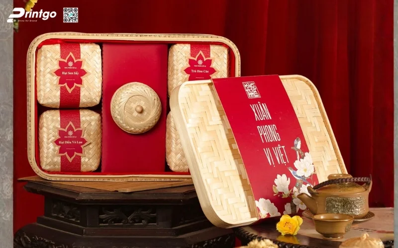 Mẫu hộp quà tết không rượu bằng gỗ