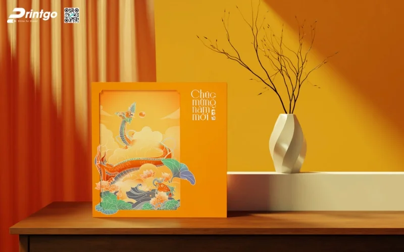 Mẫu hộp quà tết không rượu hình vuông 