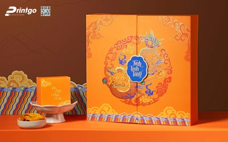 Hộp quà tết premium có hoạ tiết Á Đông 