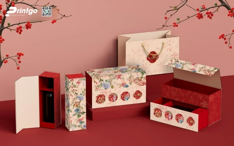 Hộp quà tết premium có hoạ tiết Á Đông 
