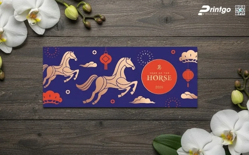 Mẫu thiệp chúc mừng năm mới con ngựa màu xanh hy vọng