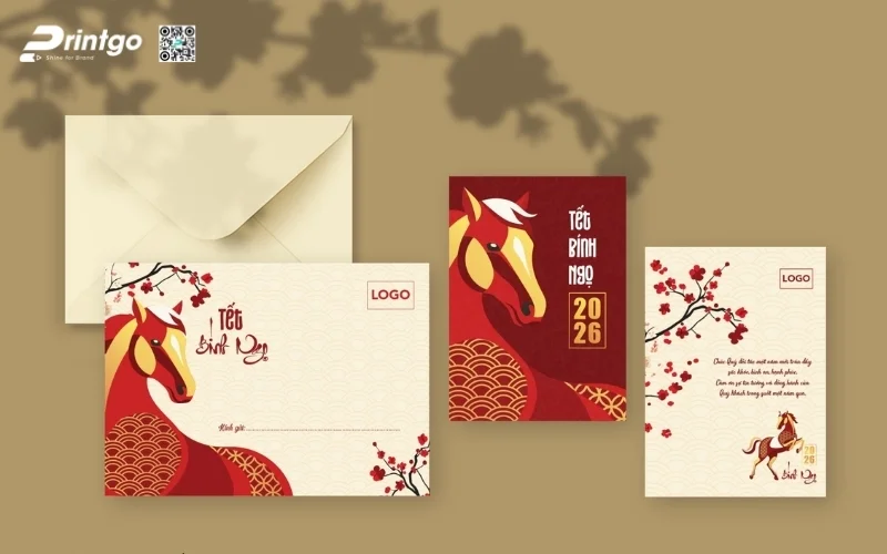 Mẫu thiệp chúc Tết khách hàng màu đỏ may mắn