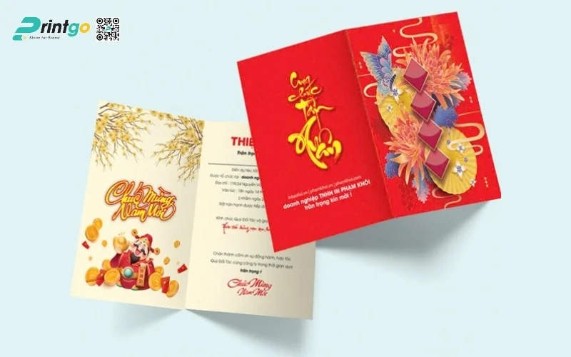 Mẫu thiệp chúc Tết khách hàng màu đỏ may mắn