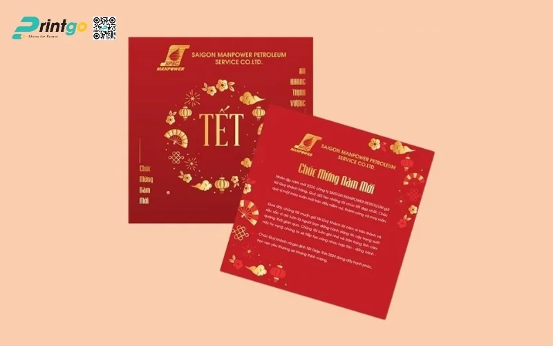 Mẫu thiệp chúc Tết khách hàng màu đỏ may mắn