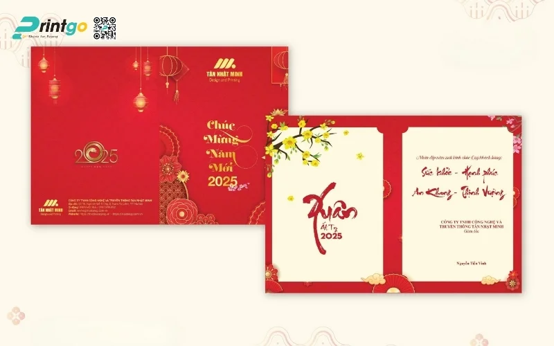 Mẫu thiệp chúc Tết khách hàng màu đỏ may mắn