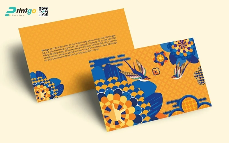 Mẫu thiệp chúc Tết khách hàng màu vàng thịnh vượng