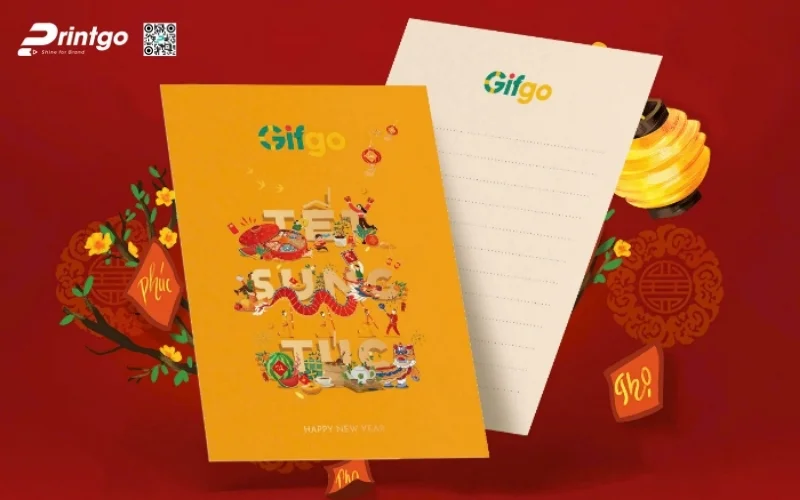 Mẫu thiệp chúc Tết khách hàng màu vàng thịnh vượng