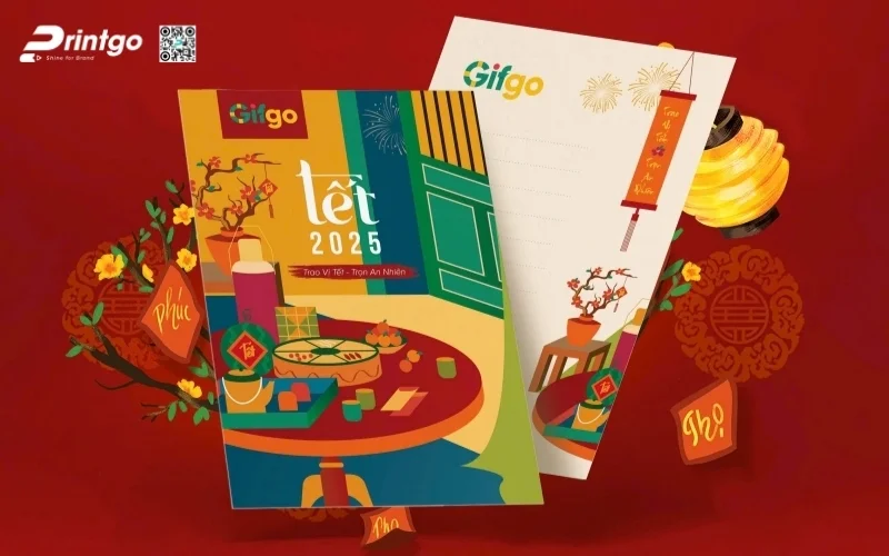Mẫu thiệp chúc Tết khách hàng màu vàng thịnh vượng