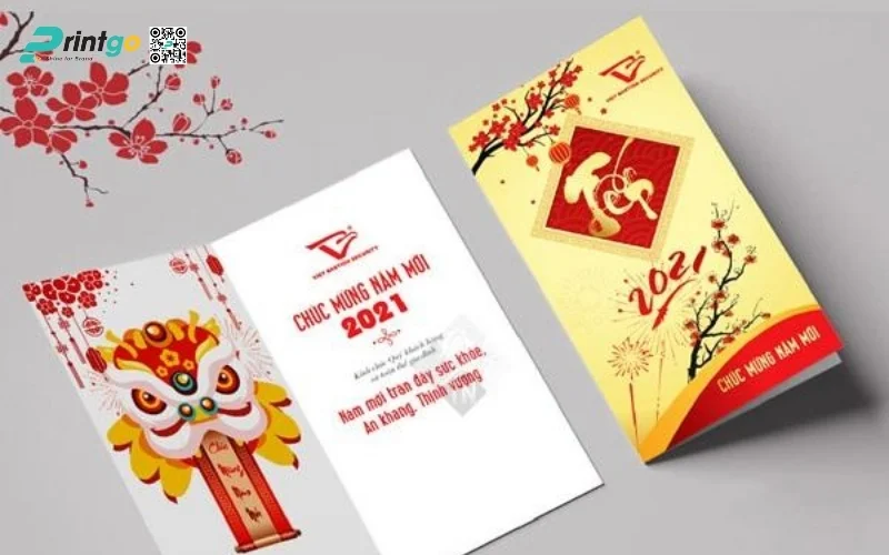 Mẫu thiệp chúc Tết khách hàng màu vàng thịnh vượng