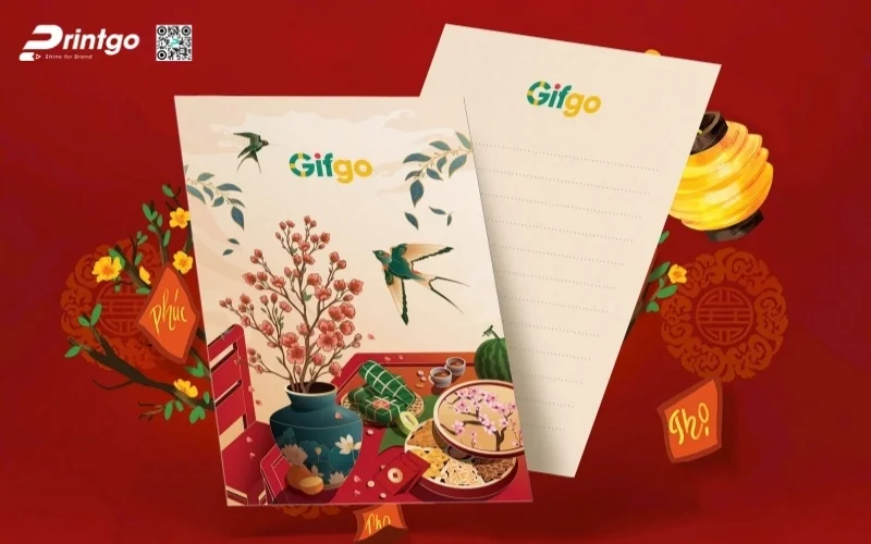 Mẫu thiệp chúc Tết khách hàng màu vàng thịnh vượng