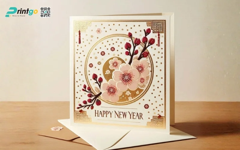 Mẫu thiệp chúc Tết khách hàng màu vàng thịnh vượng