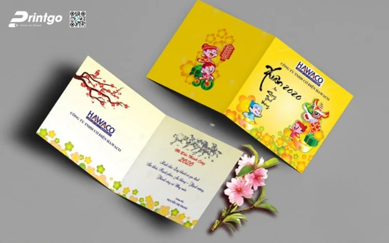 Mẫu thiệp chúc Tết khách hàng màu vàng thịnh vượng