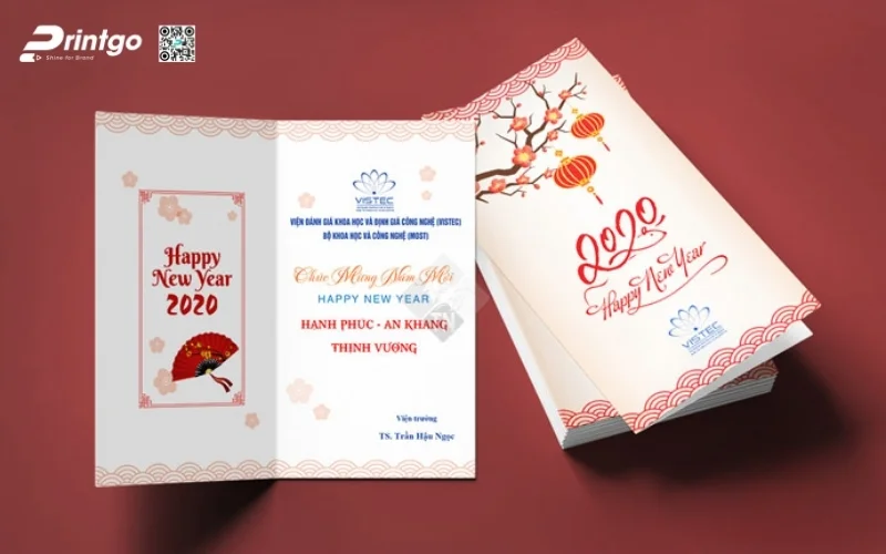 Mẫu thiệp chúc Tết khách hàng màu vàng thịnh vượng