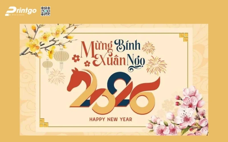 Mẫu thiệp chúc Tết khách hàng màu vàng thịnh vượng