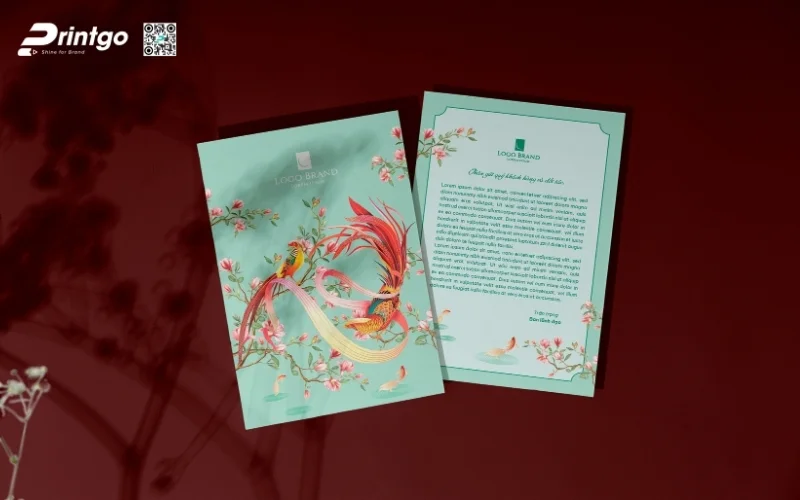 Mẫu thiệp chúc Tết khách hàng màu xanh hy vọng